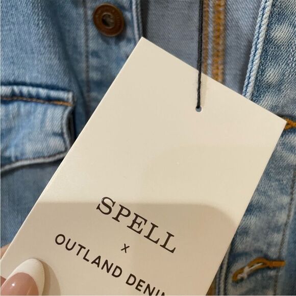 NWT Spell & The Gypsy x Outland Denim Jean Stretch Romper Playsuit S Long Sleeve - Picture 4 of 8